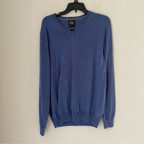 Jos. A. Bank Men’s V Neck Long Sleeve Sweater 100% Merino Wool size L - Picture 1 of 3